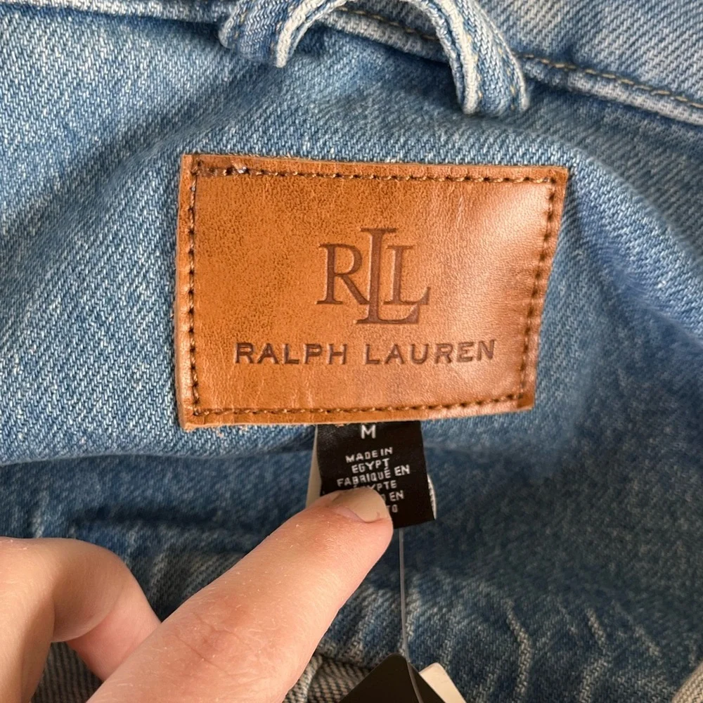 Ralph Lauren Light Blue Denim Jean Jacket with Belt, medium - Picture 11 of 12